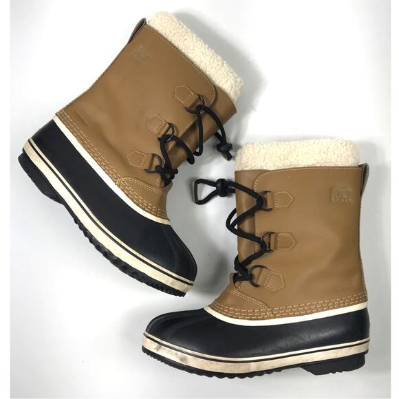 Sorel Men's Caribou Winter Snow Boots Waterproof Brown US 6 EU38 Faux Fur Lining - Picture 1 of 10